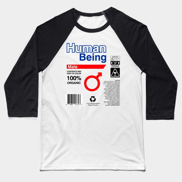 Human Being Label Ingredients - male Baseball T-Shirt by DavesTees